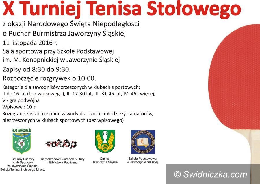 Jaworzyna Śląska: X Turniej Tenisa Stołowego z okazji Narodowego Święta Niepodległości