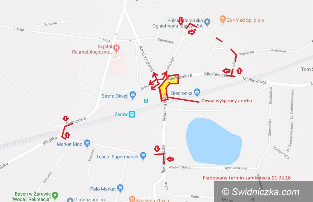 Żarów: Skrzyżowanie w centrum Żarowa zostanie zamknięte