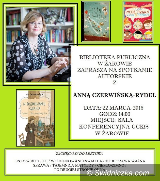 Żarów: Spotkanie autorskie z Anną Czerwińską–Rydel