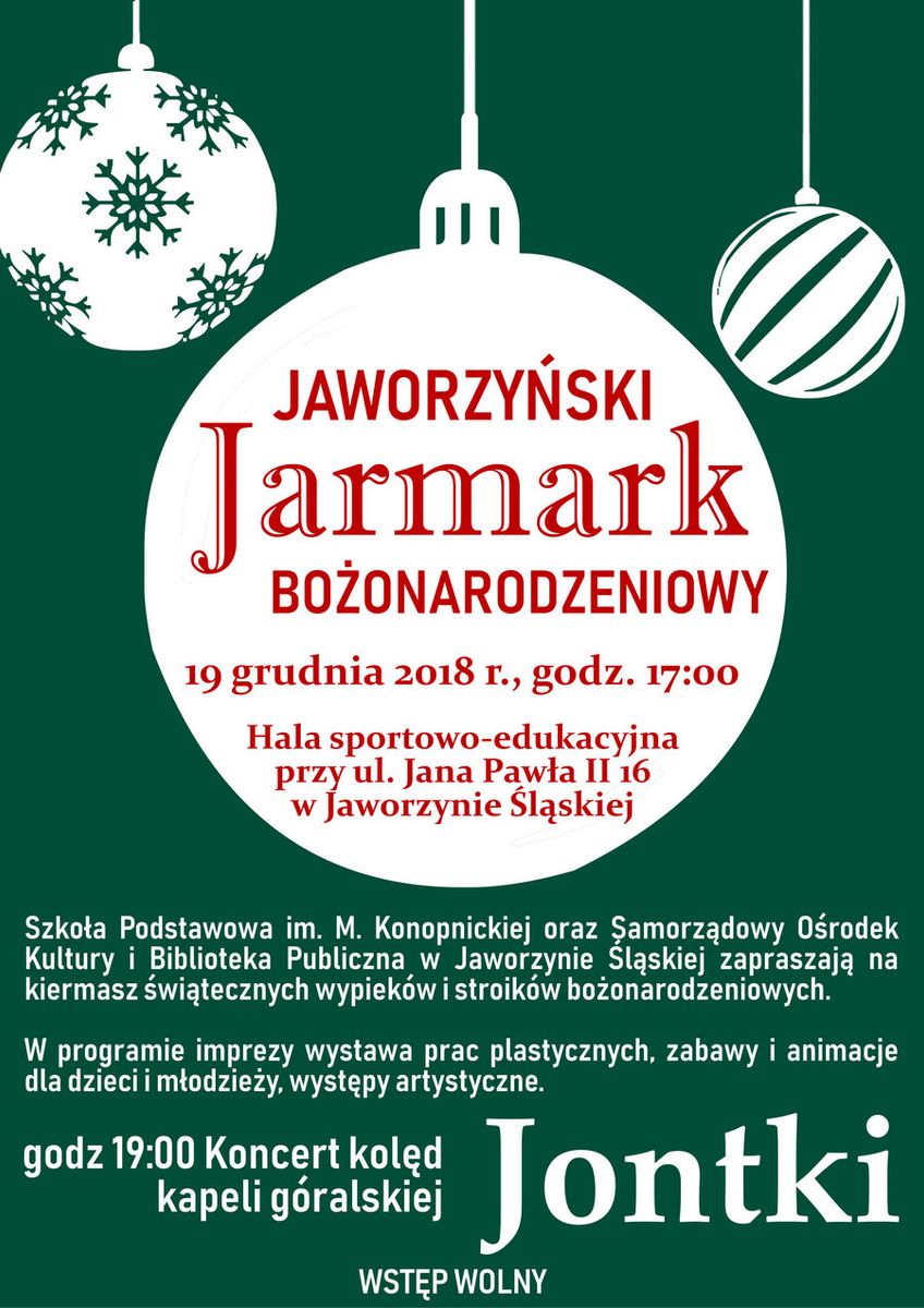 Jaworzyna Śląska: Zapraszamy na Jaworzyński Jarmark Bożonarodzeniowy