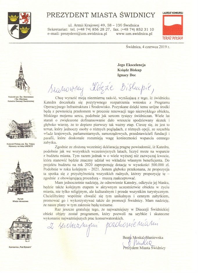 Świdnica: Prezydent Świdnicy chce wspomóc remont Katedry